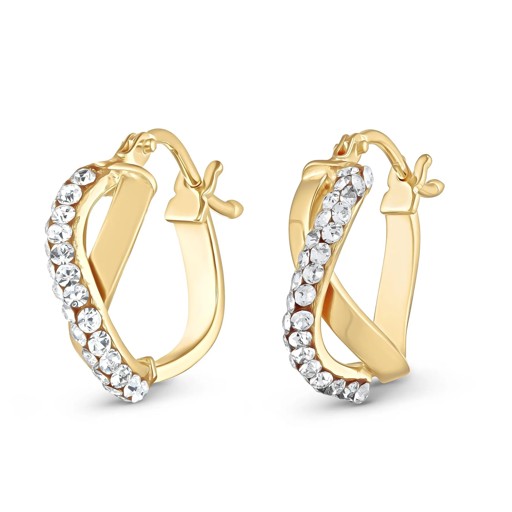 Beaverbrooks 9ct Yellow Gold Crystal Hoop Earrings