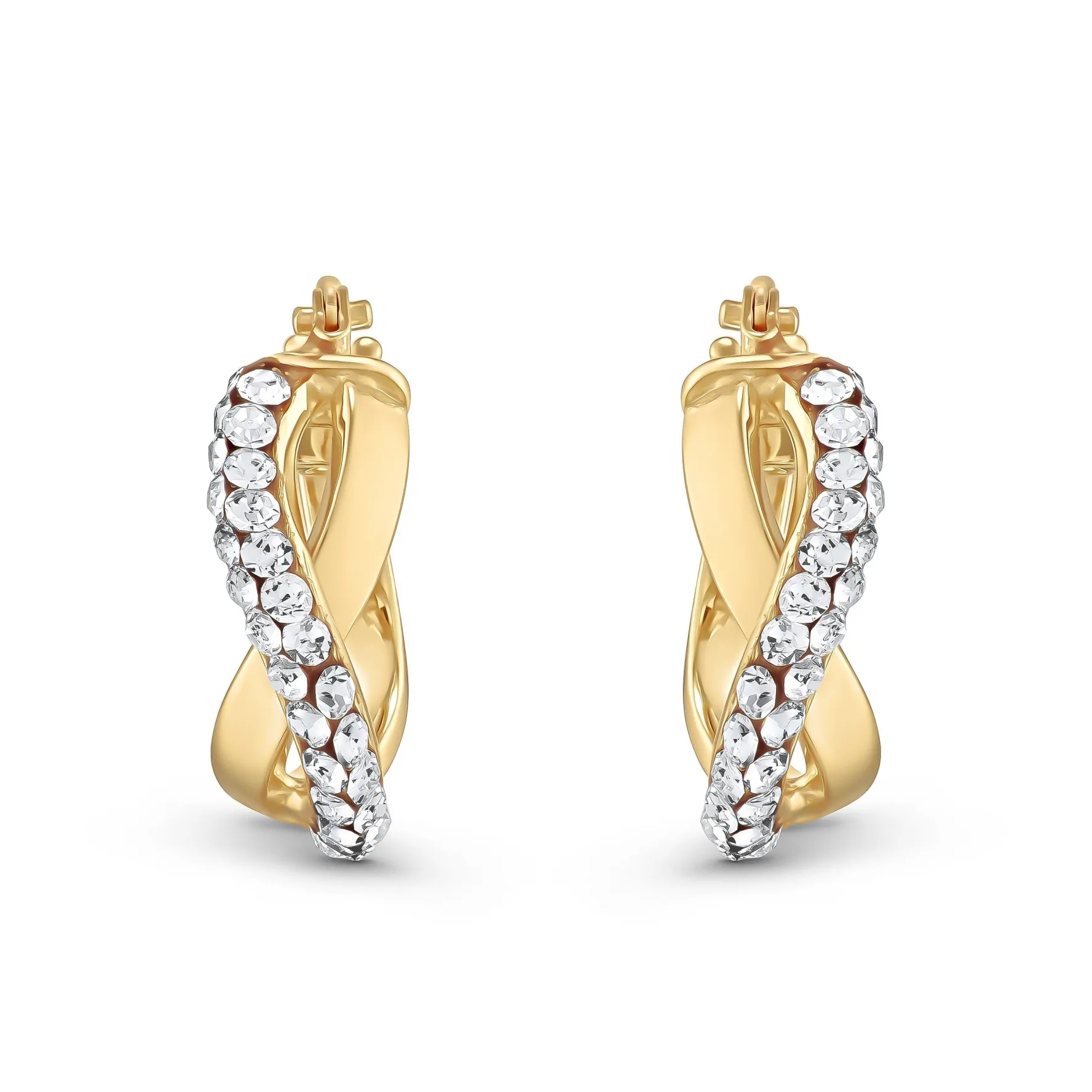 Beaverbrooks 9ct Yellow Gold Crystal Hoop Earrings