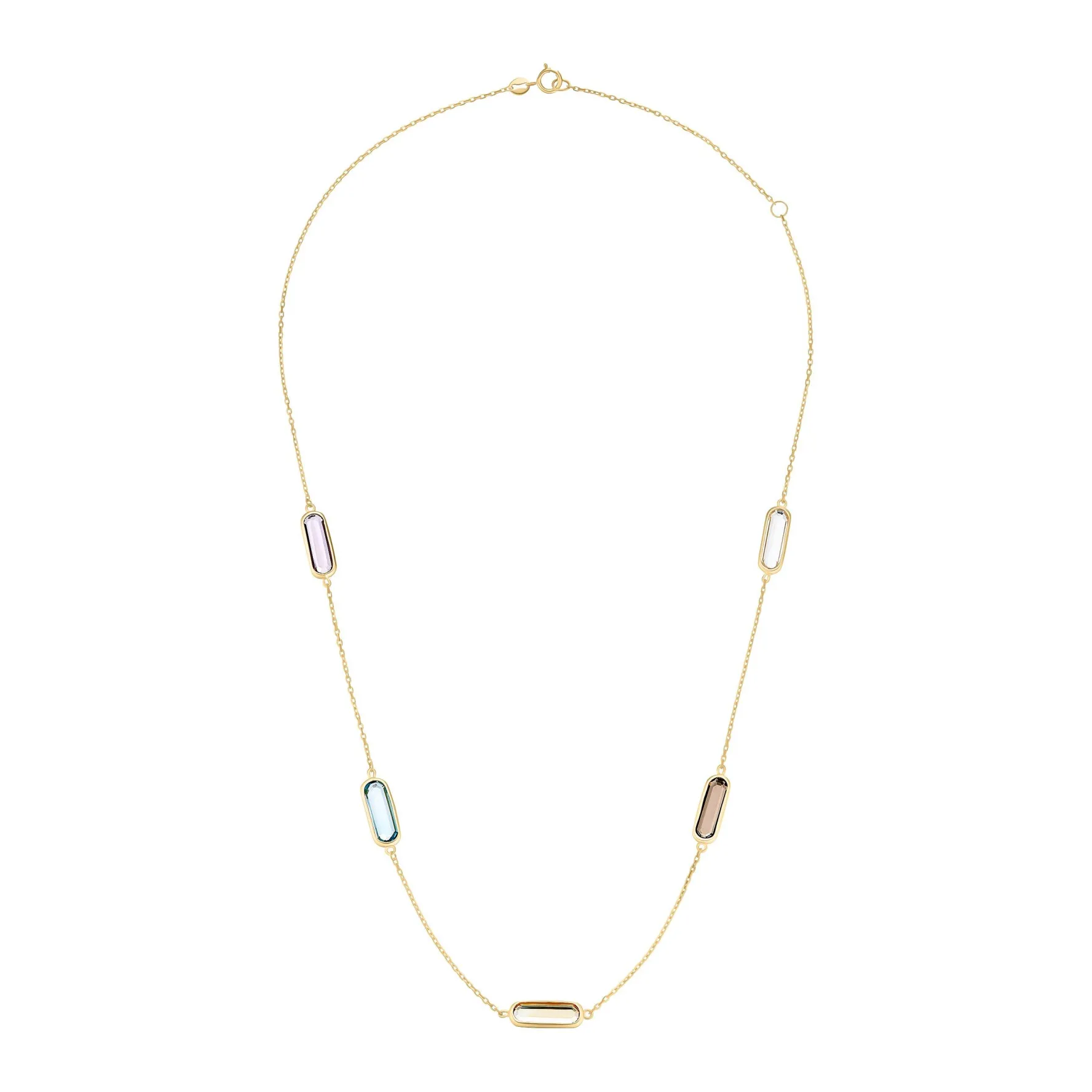 Beaverbrooks 9ct Yellow Gold Multi-Coloured Cubic Zirconia Necklace
