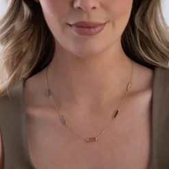 Beaverbrooks 9ct Yellow Gold Multi-Coloured Cubic Zirconia Necklace