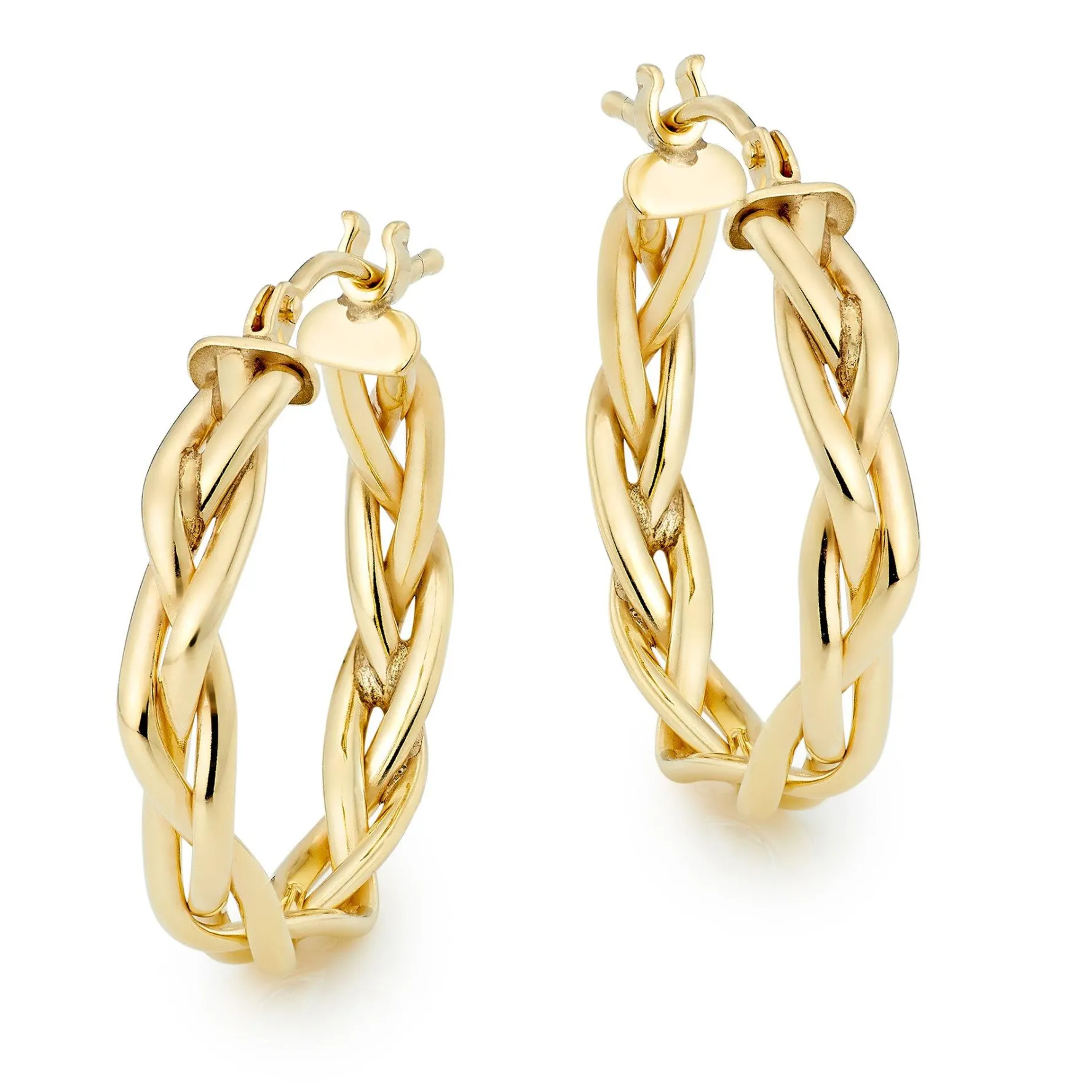 Beaverbrooks 9ct Yellow Gold Plait Hoop Earrings