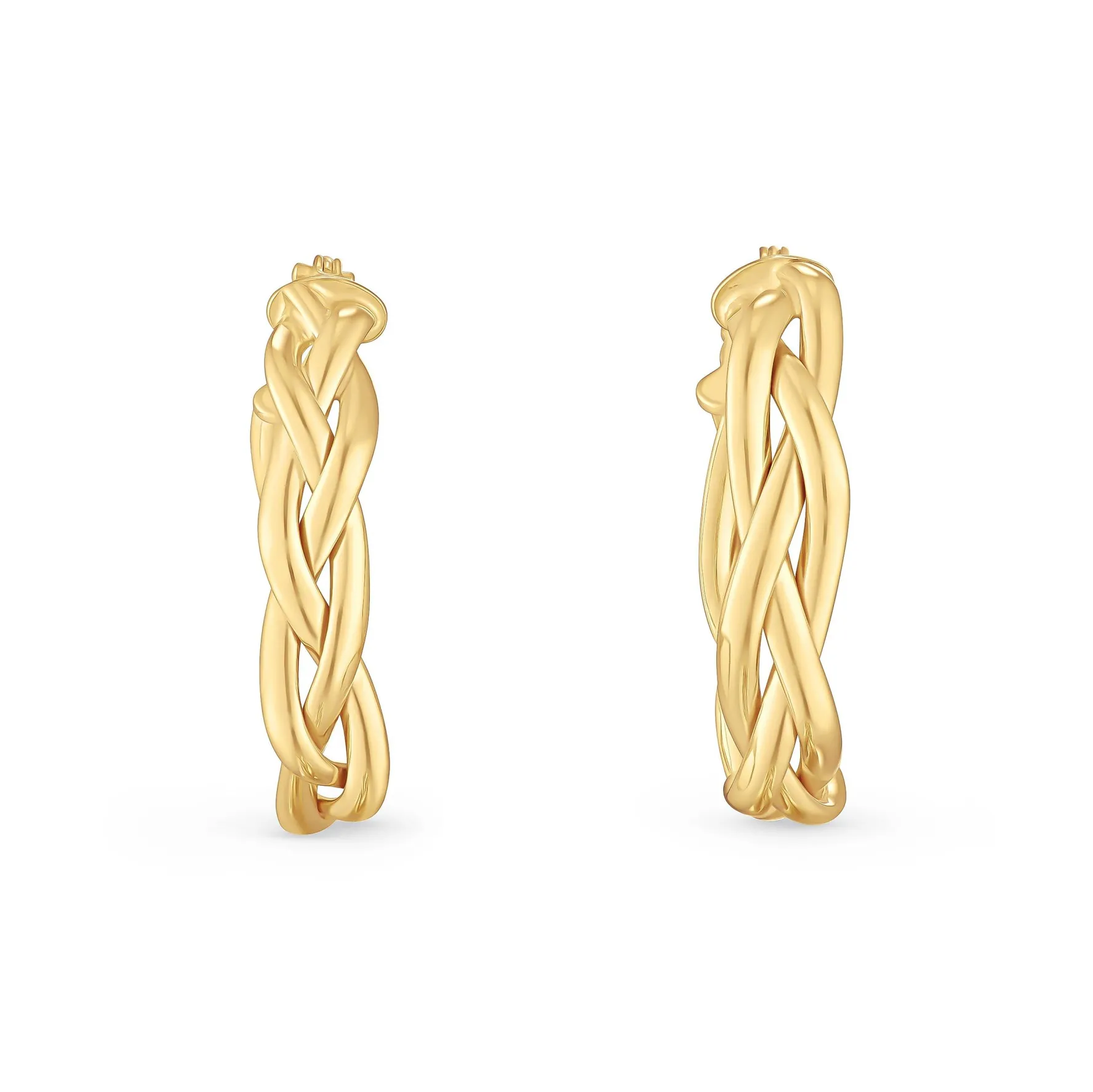 Beaverbrooks 9ct Yellow Gold Plait Hoop Earrings