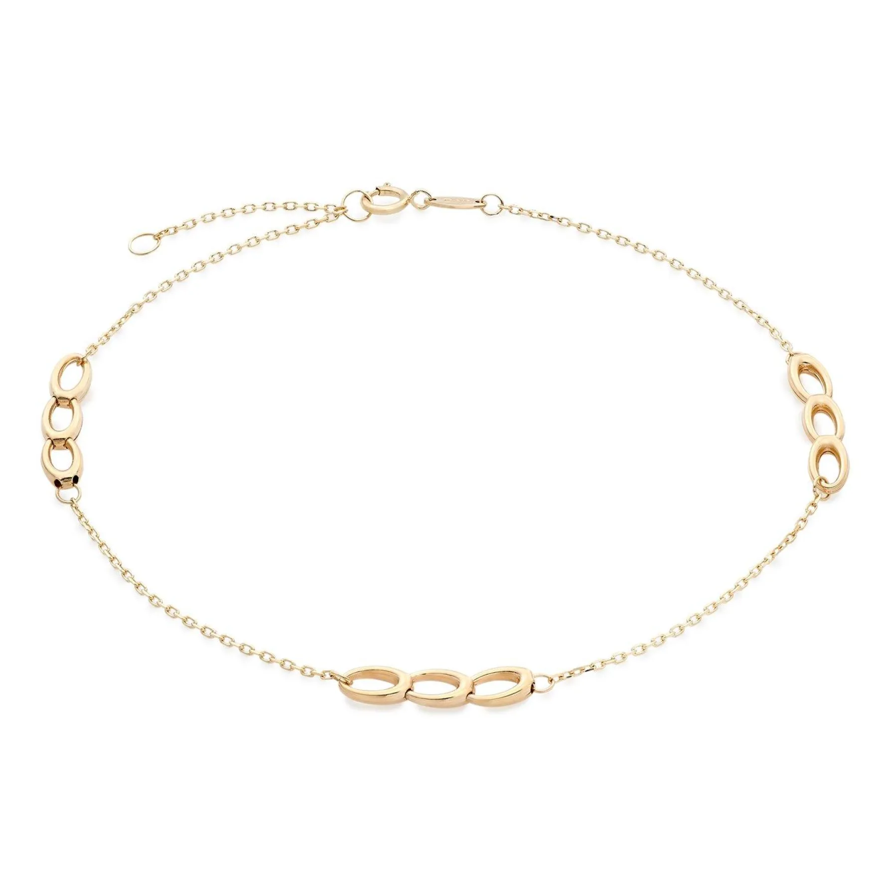 Beaverbrooks 9ct Yellow Gold Triple Circle Anklet