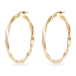 Beaverbrooks 9ct Yellow Gold Twisted Hoop Earrings