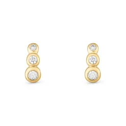 Beaverbrooks 9ct Yellow Gold Cubic Zirconia Swirl Stud Earrings
