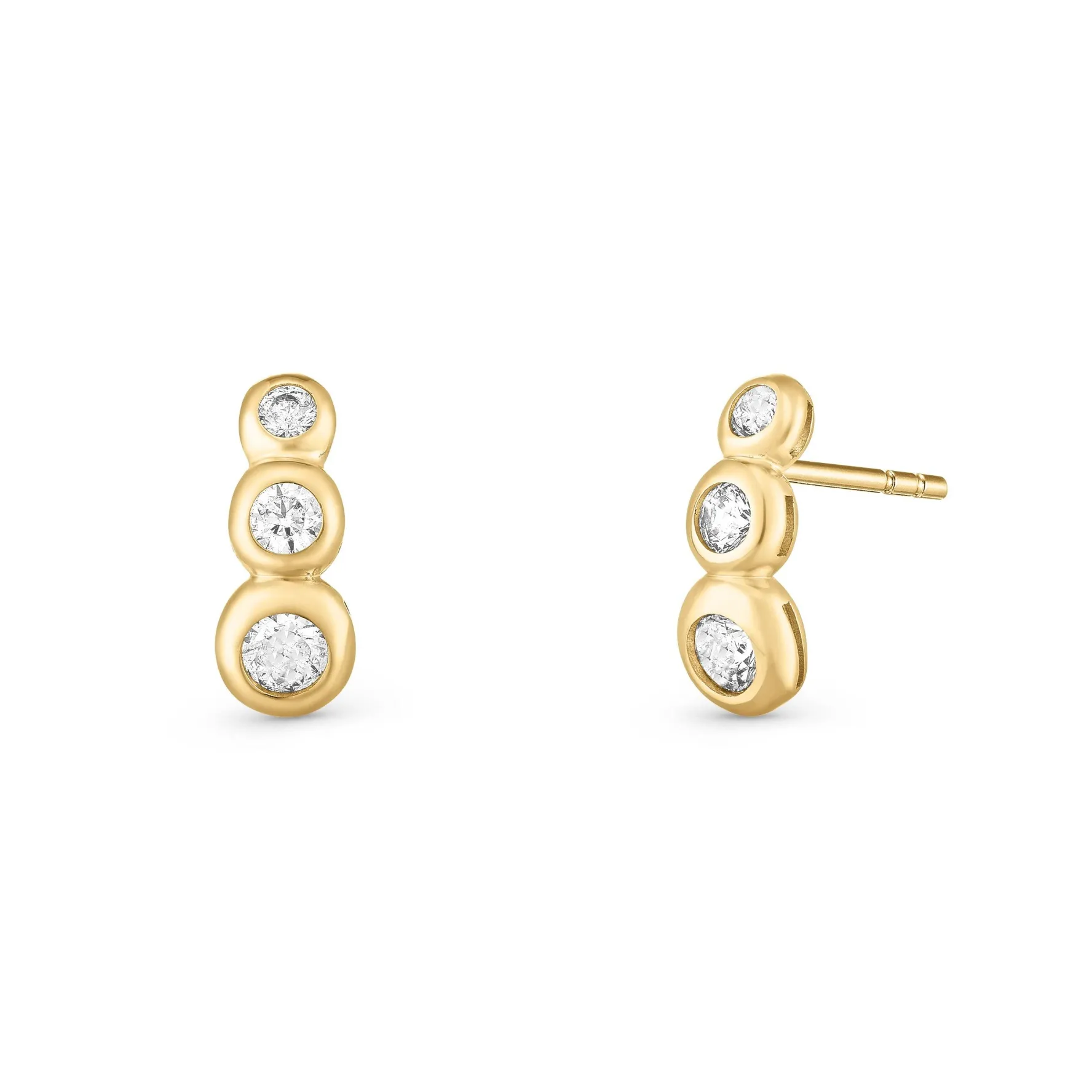 Beaverbrooks 9ct Yellow Gold Cubic Zirconia Swirl Stud Earrings