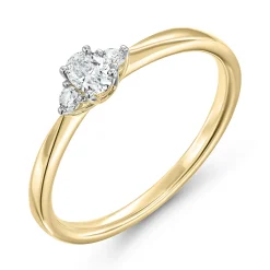 Beaverbrooks 9ct Yellow Gold Three Stone Diamond Engagement Ring