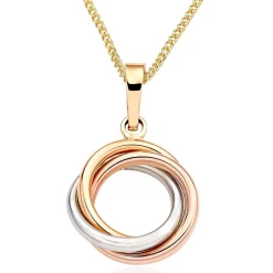 Beaverbrooks 9ct Yellow, White and Rose Gold Circle Pendant
