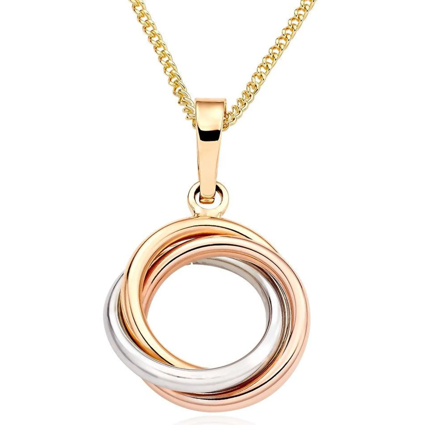 Beaverbrooks 9ct Yellow, White and Rose Gold Circle Pendant