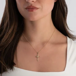 Beaverbrooks 9ct Yellow White & Rose Gold Infinity Cross Pendant