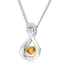 Beaverbrooks Dance 9ct White Gold Diamond Citrine Birthstone Pendant