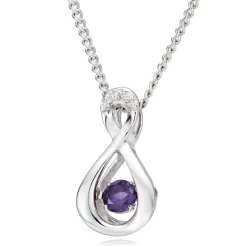 Beaverbrooks Dance 9ct White Gold Diamond Amethyst Birthstone Pendant