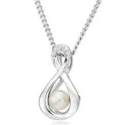 Beaverbrooks Dance 9ct White Gold Diamond Pearl Birthstone Pendant