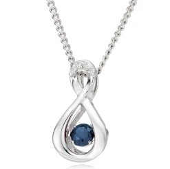 Beaverbrooks Dance 9ct White Gold Diamond Sapphire Birthstone Pendant