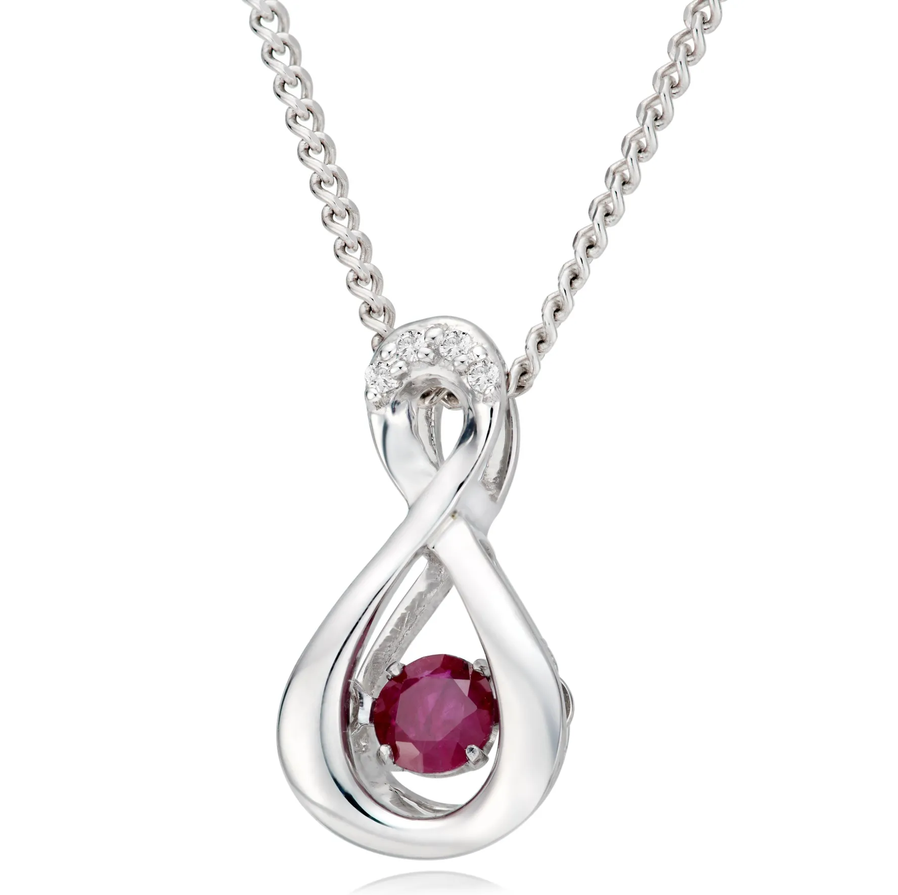 Beaverbrooks Dance 9ct White Gold Diamond Ruby Birthstone Pendant