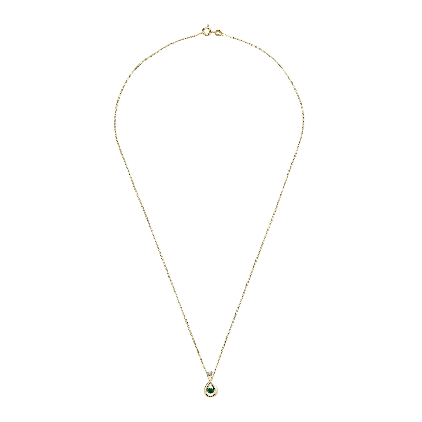Beaverbrooks Dance 9ct Yellow Gold Diamond Emerald Pendant