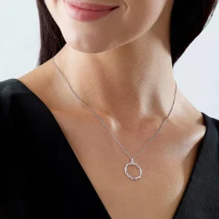 Beaverbrooks Entwine 9ct White Gold Diamond Circle Pendant