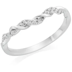 Beaverbrooks Entwine 18ct White Gold Diamond 1.2mm Wedding Ring