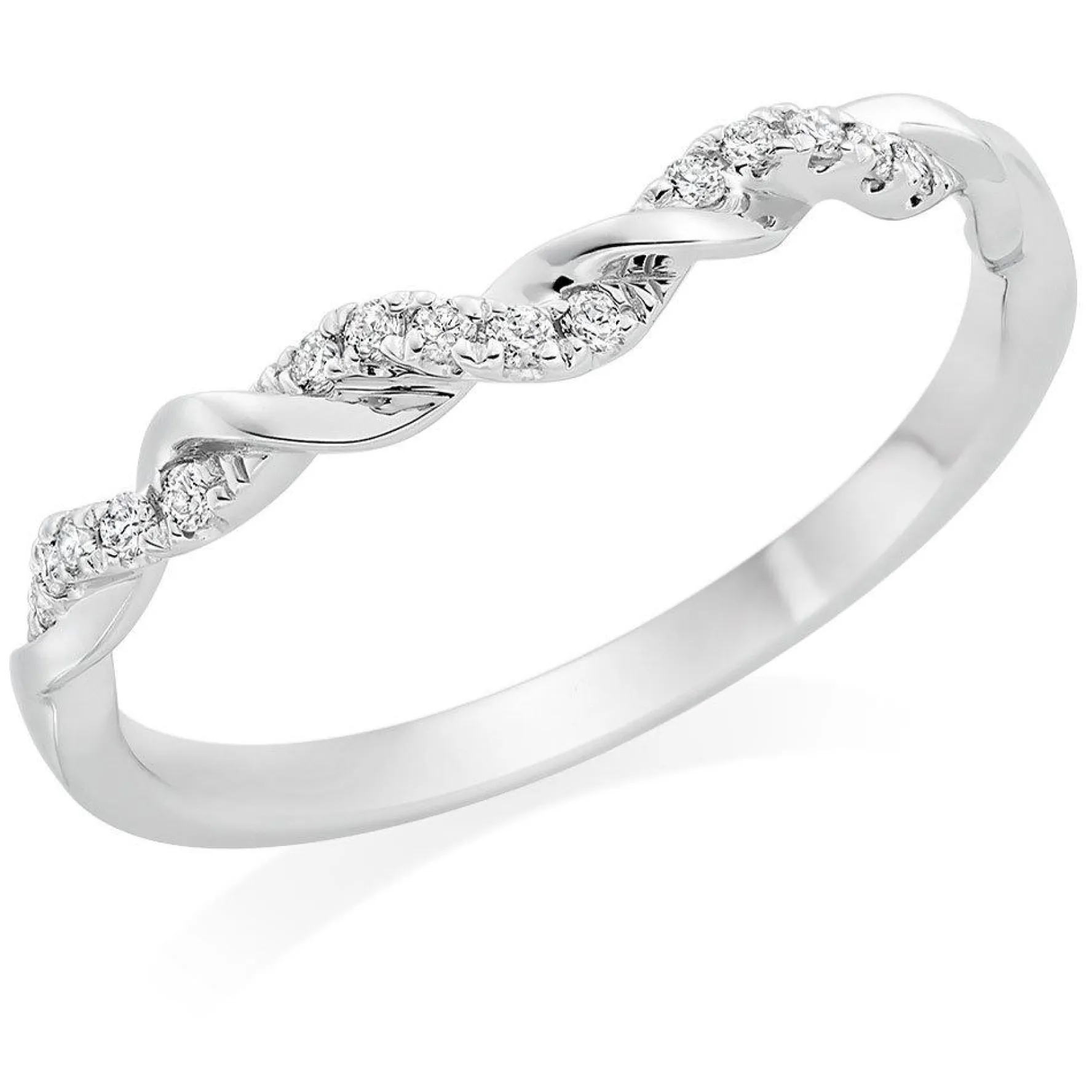 Beaverbrooks Entwine 18ct White Gold Diamond 1.2mm Wedding Ring