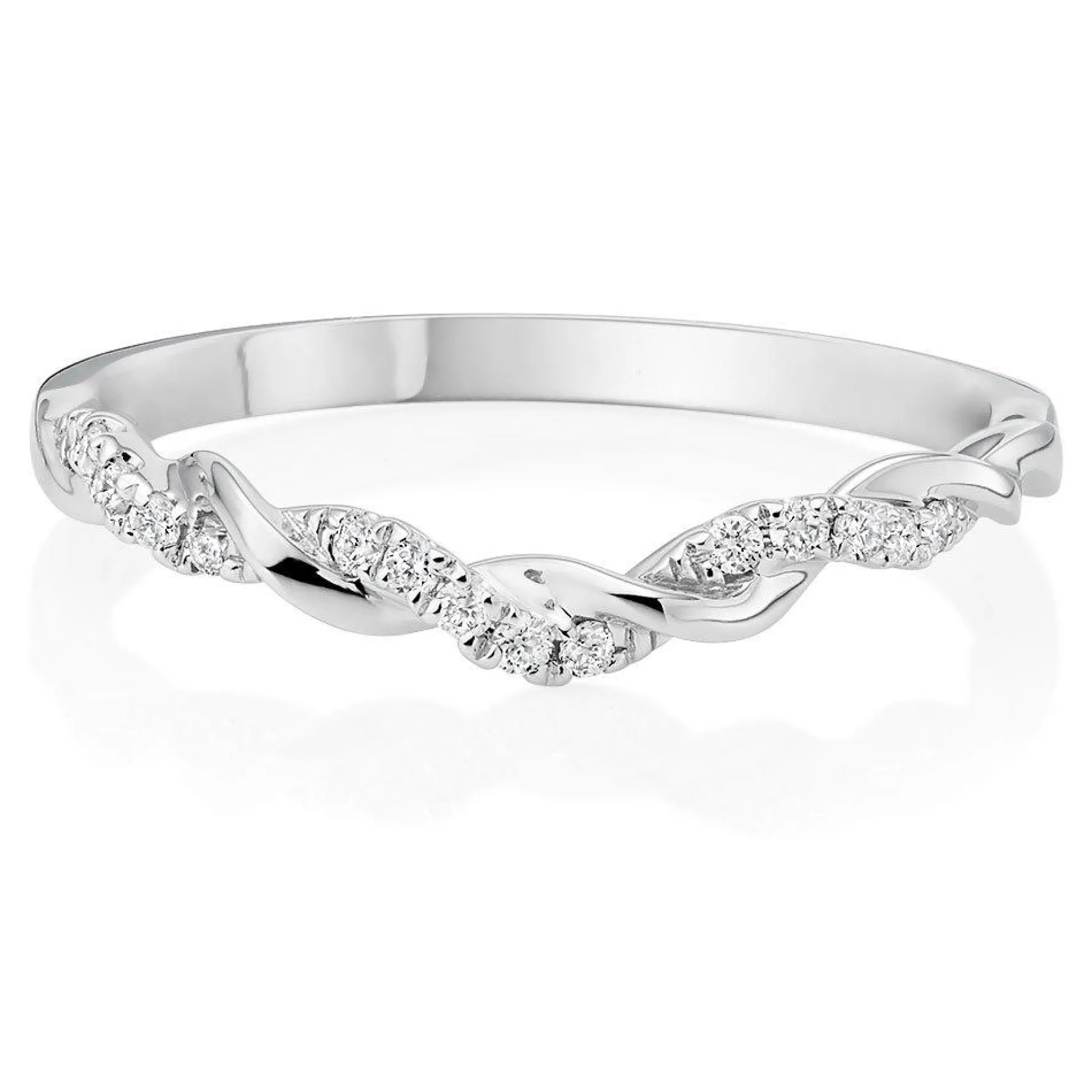 Beaverbrooks Entwine 18ct White Gold Diamond 1.2mm Wedding Ring