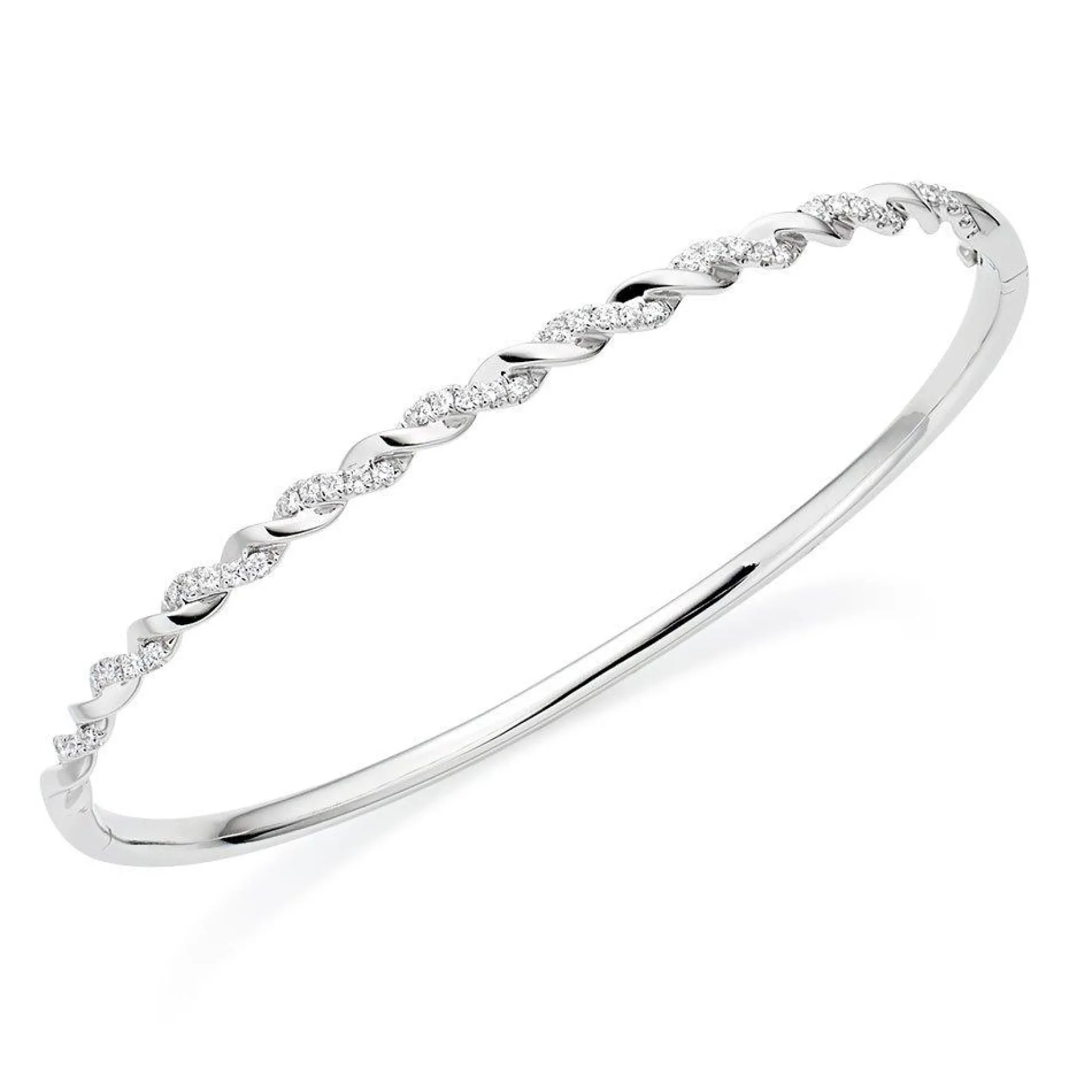 Beaverbrooks Entwine 18ct White Gold Diamond Twist Bangle
