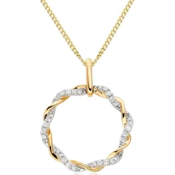 Beaverbrooks Entwine 9ct Yellow Gold Diamond Circle Pendant