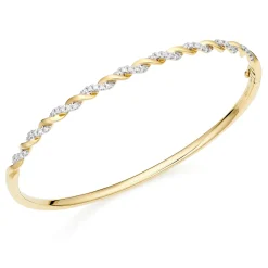 Beaverbrooks Entwine 18ct Yellow Gold Diamond Twist Bangle