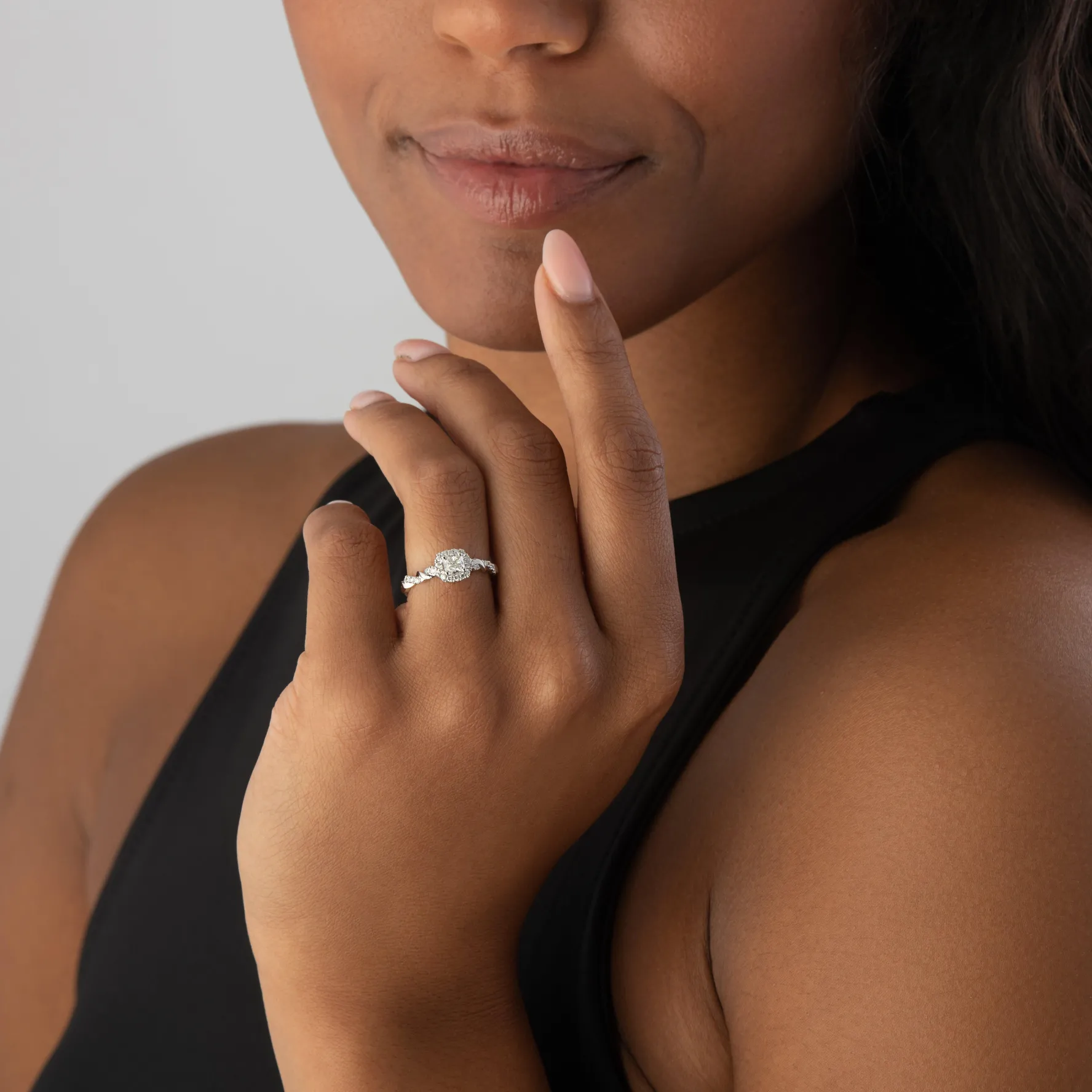 Beaverbrooks Entwine Platinum Diamond Cushion Cut Halo Ring