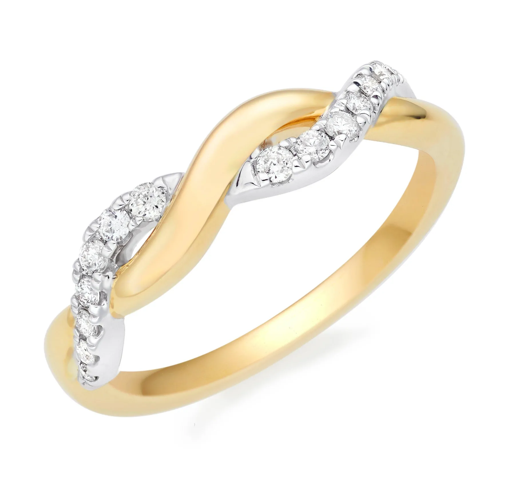 Beaverbrooks Essence 9ct Yellow Gold Diamond Twist Ring
