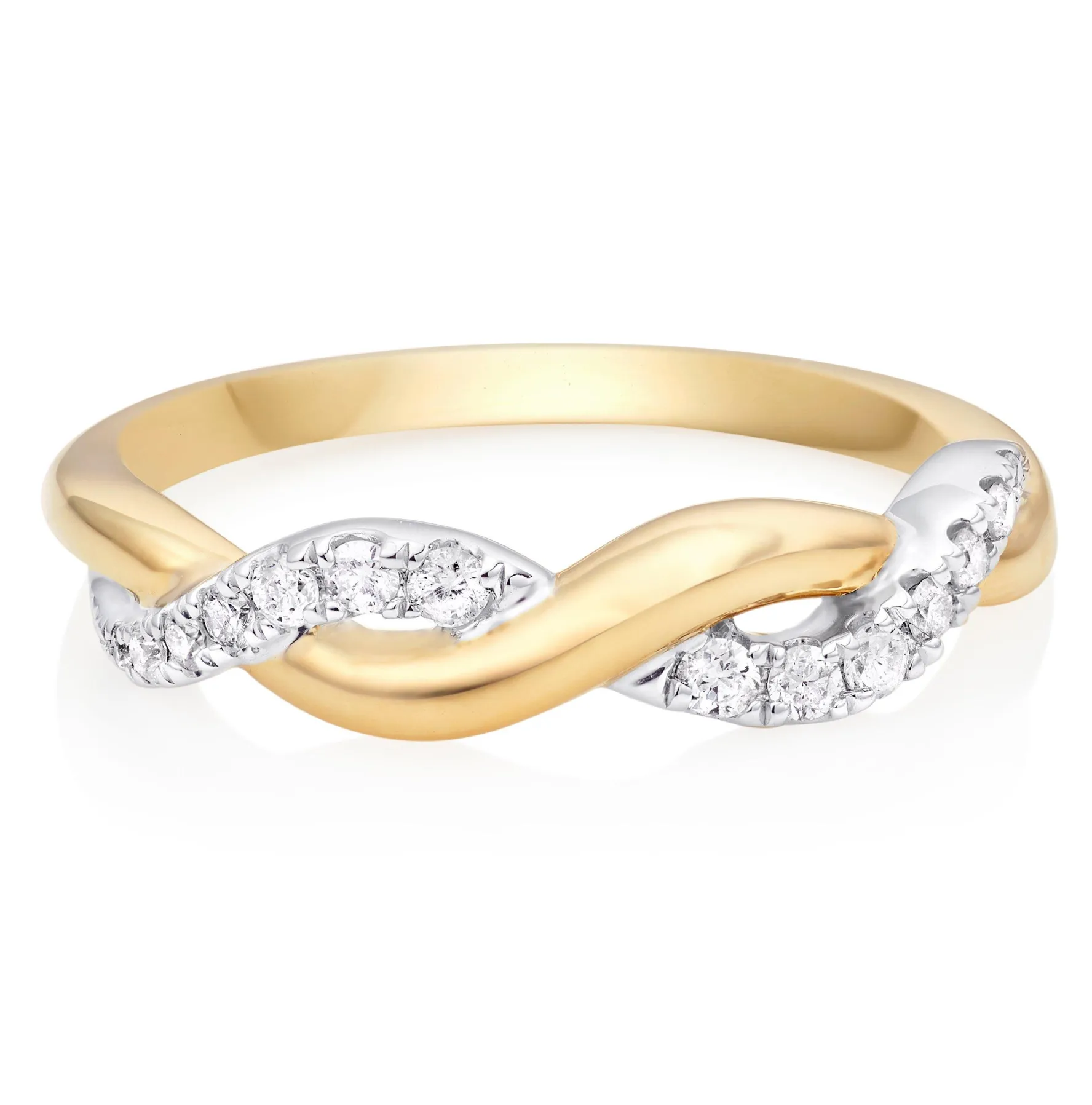 Beaverbrooks Essence 9ct Yellow Gold Diamond Twist Ring