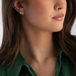 Beaverbrooks Gold Plated Silver Cubic Zirconia Bee Earrings
