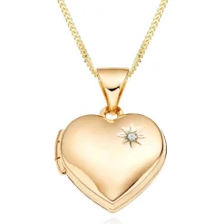 Beaverbrooks Mini B 9ct Gold Diamond Heart Locket