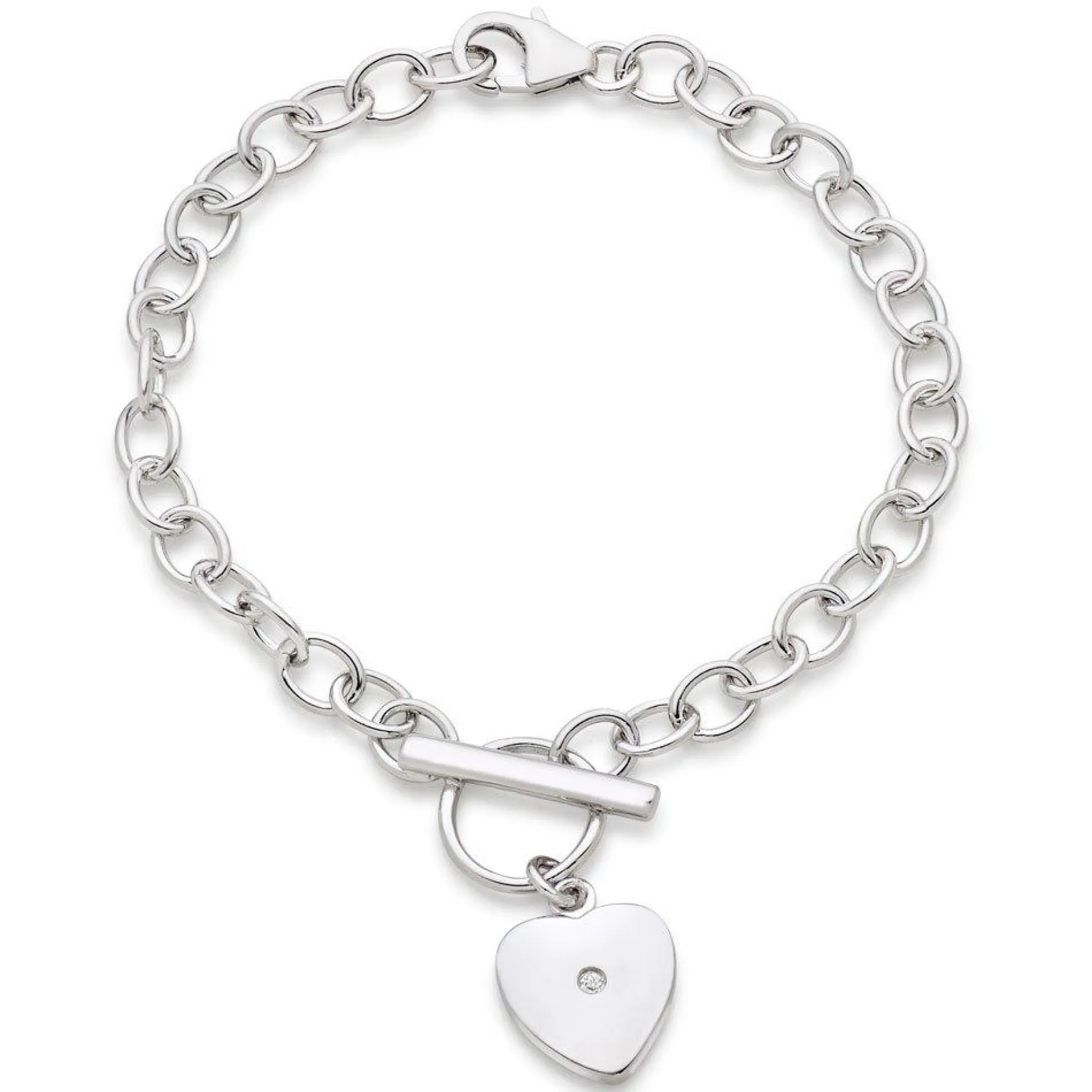 Beaverbrooks Mini B Silver Diamond Heart Bracelet