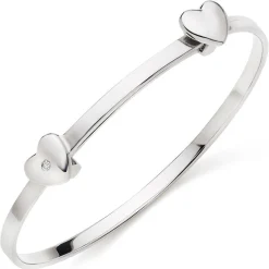 Beaverbrooks Mini B Silver Diamond Heart Bangle