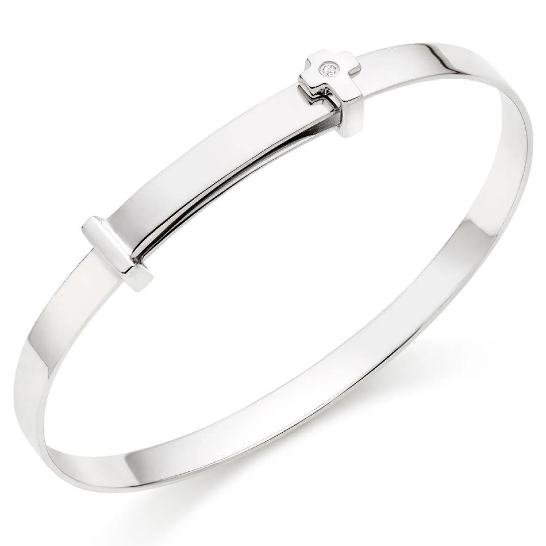 Beaverbrooks Mini B Silver Diamond Cross Bangle