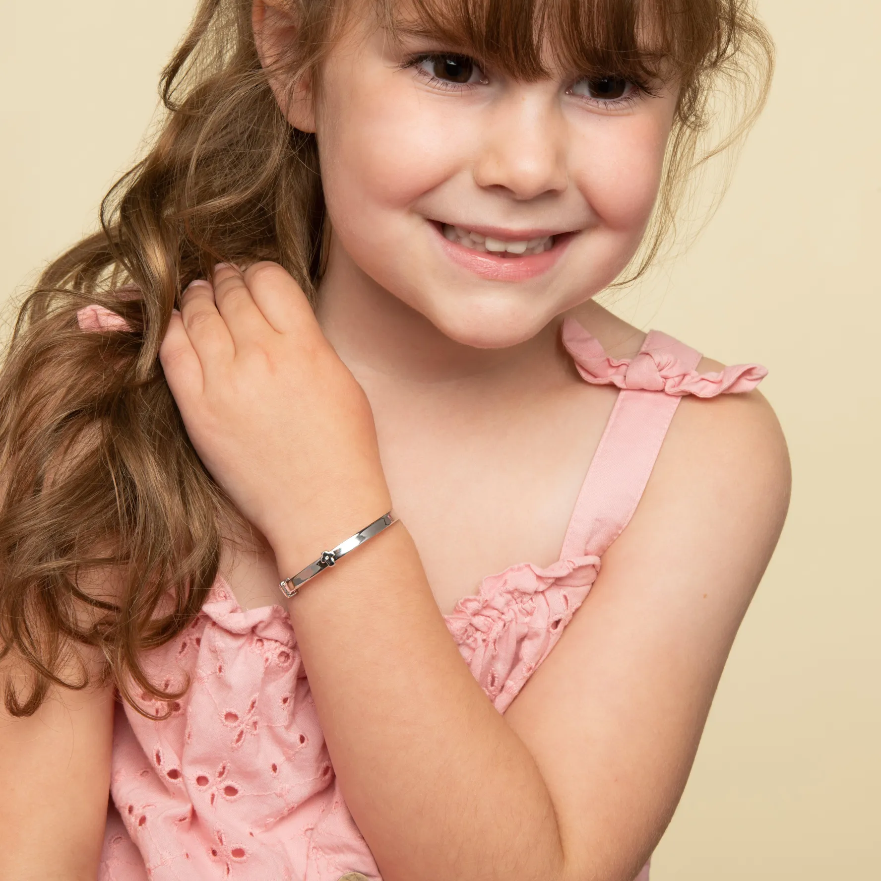 Beaverbrooks Mini B Silver Diamond Cross Bangle