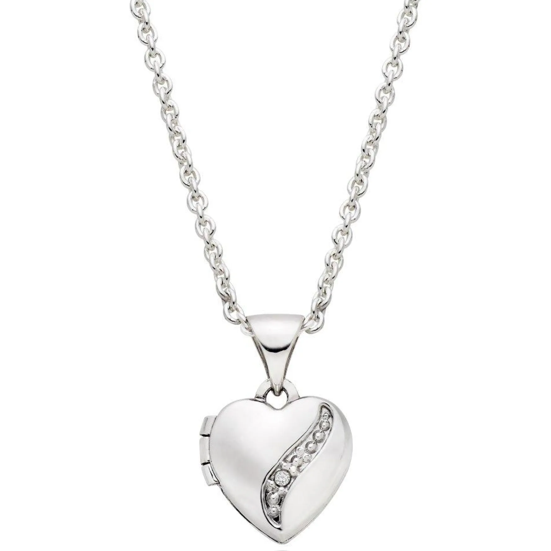 Beaverbrooks Mini B Silver Diamond Heart Locket