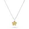 Beaverbrooks Mini B Silver and Yellow Gold Plated Diamond Flower Pendant