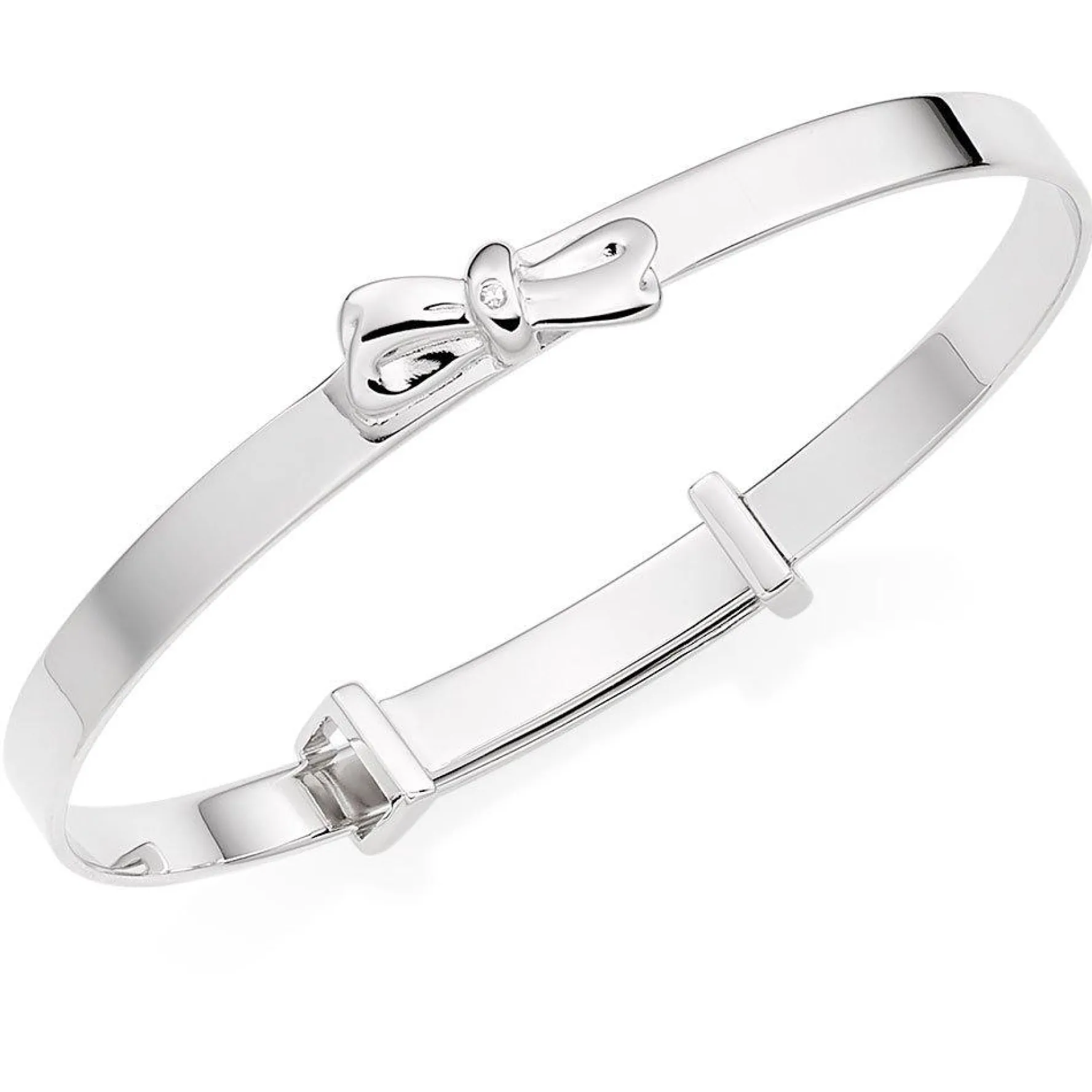 Beaverbrooks Mini B Silver Diamond Bow Bangle