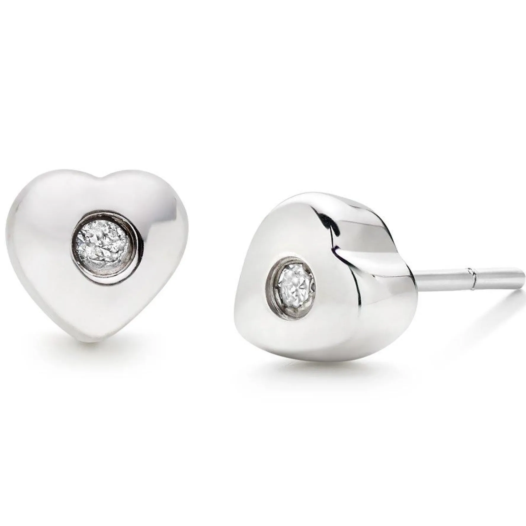 Beaverbrooks Mini B Silver Diamond Heart Earrings