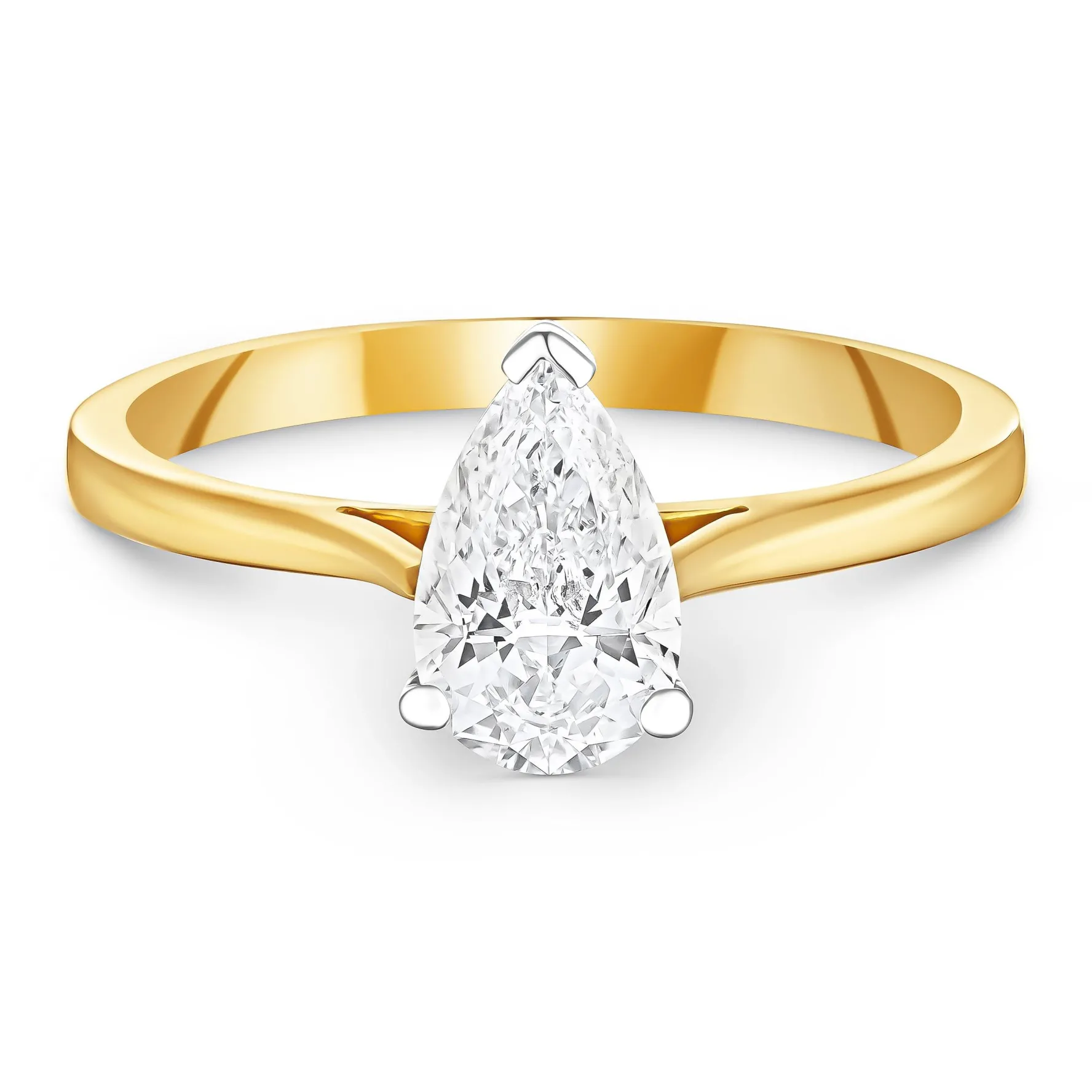Beaverbrooks Once 18ct Yellow Gold Diamond Pear Shaped Solitaire Engagement Ring