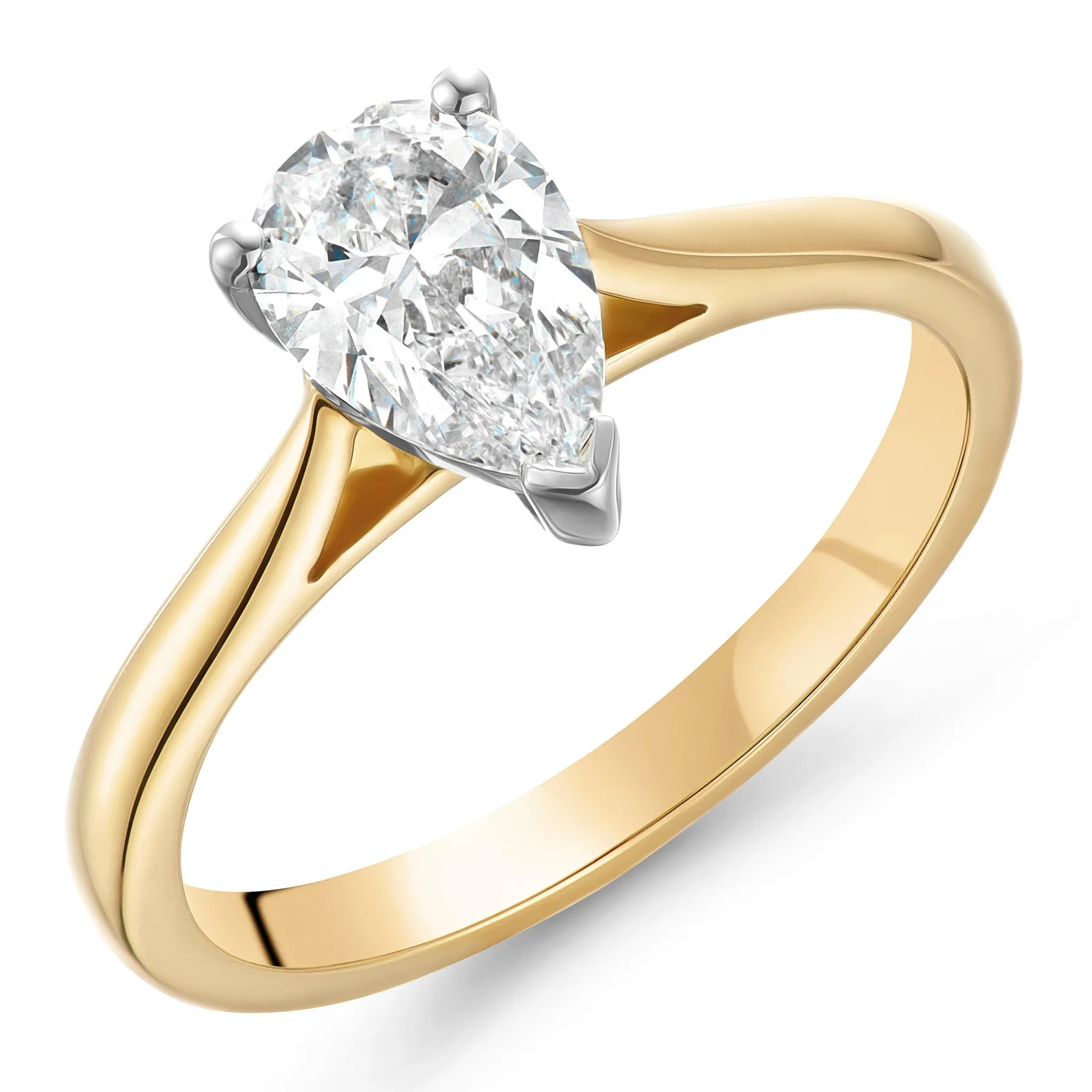 Beaverbrooks Once 18ct Yellow Gold Diamond Pear Shaped Solitaire Engagement Ring