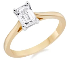 Beaverbrooks Once 18ct Yellow Gold Emerald Cut Diamond Solitaire Ring