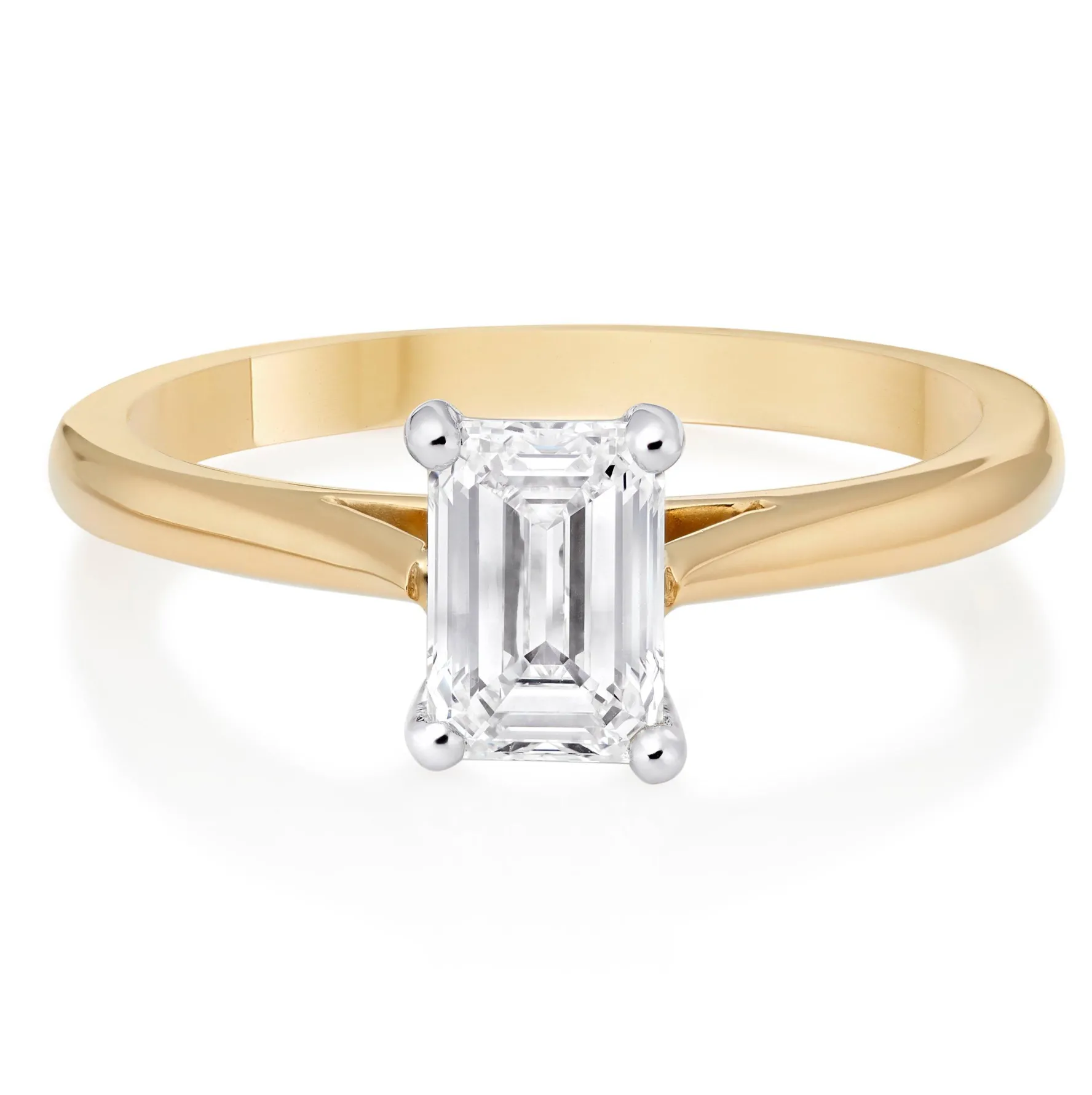 Beaverbrooks Once 18ct Yellow Gold Emerald Cut Diamond Solitaire Ring