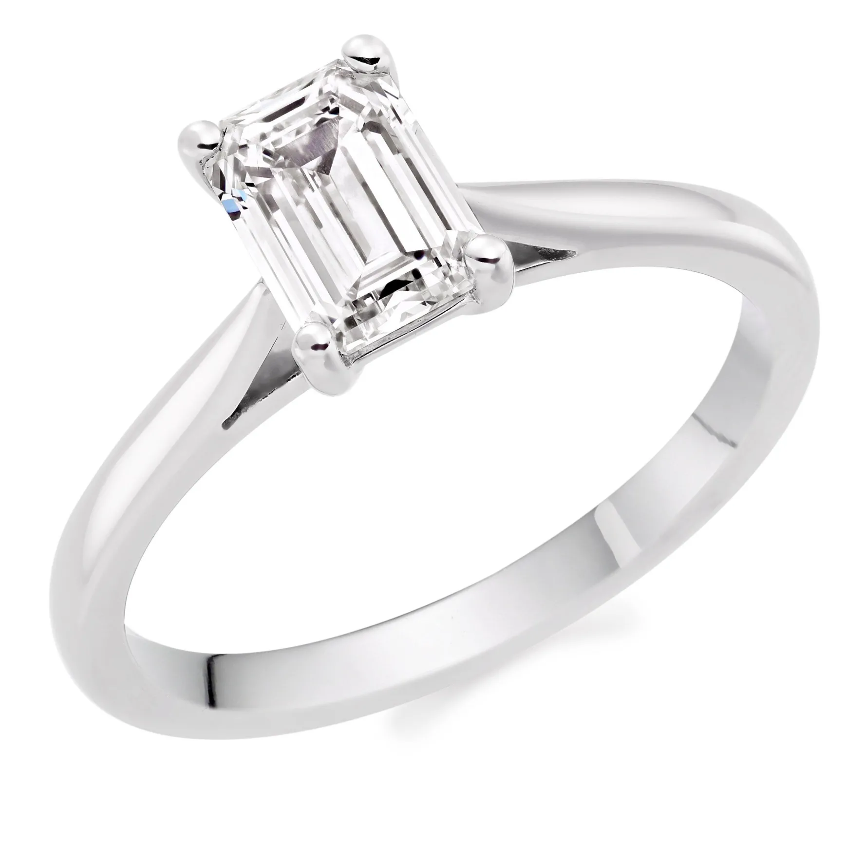 Beaverbrooks Once Platinum Diamond Emerald Cut Solitaire Engagement Ring