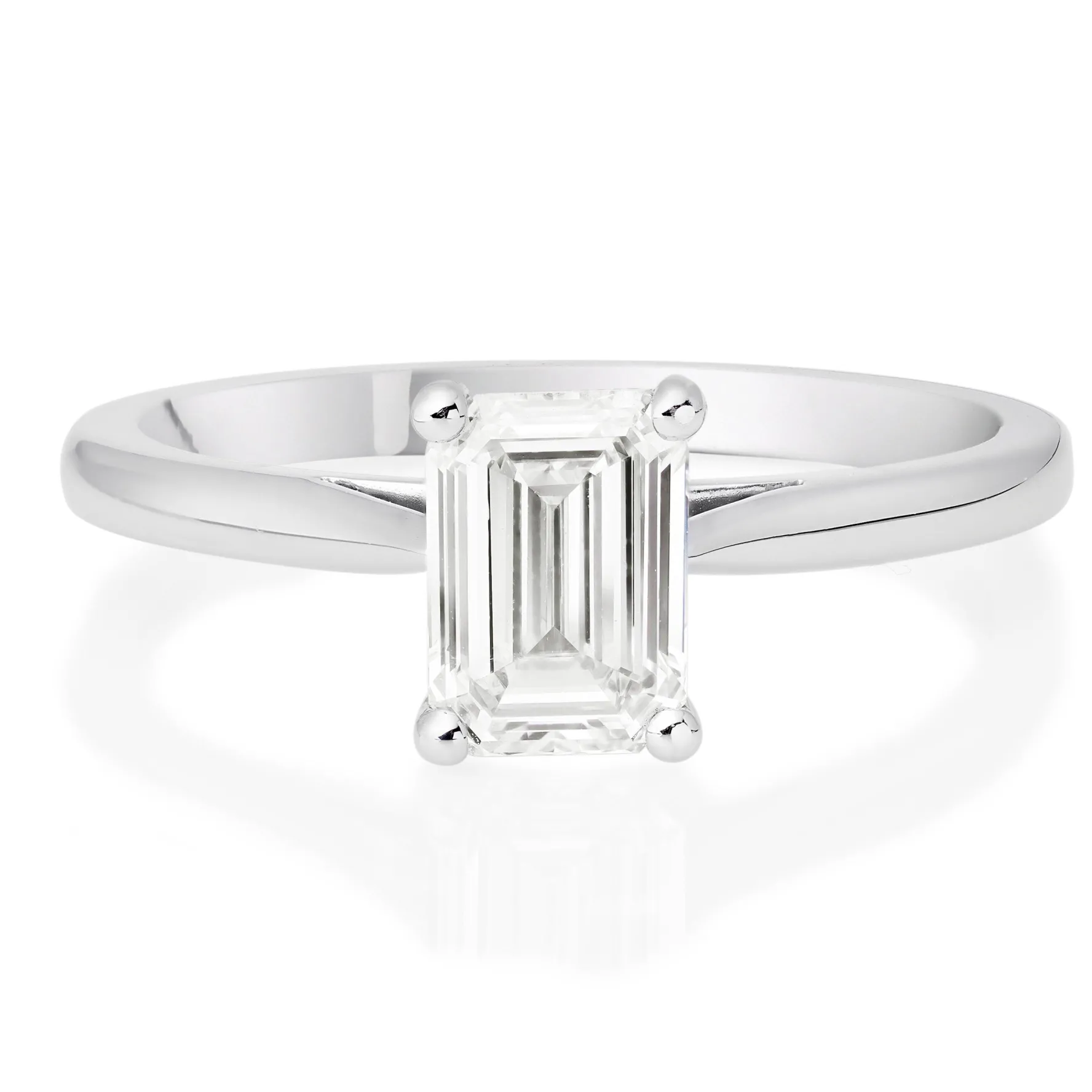 Beaverbrooks Once Platinum Diamond Emerald Cut Solitaire Engagement Ring