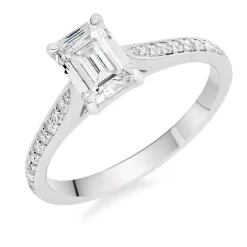 Beaverbrooks Once Platinum Diamond Emerald Cut Solitaire Engagement Ring
