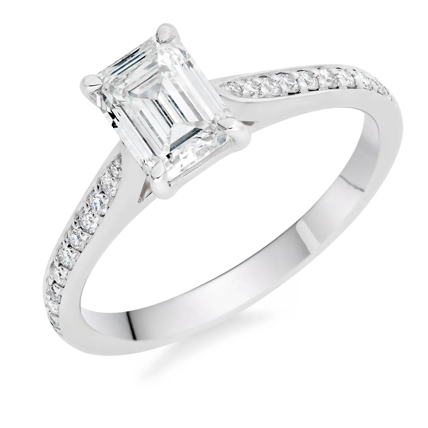 Beaverbrooks Once Platinum Diamond Emerald Cut Solitaire Engagement Ring