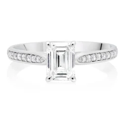 Beaverbrooks Once Platinum Diamond Emerald Cut Solitaire Engagement Ring