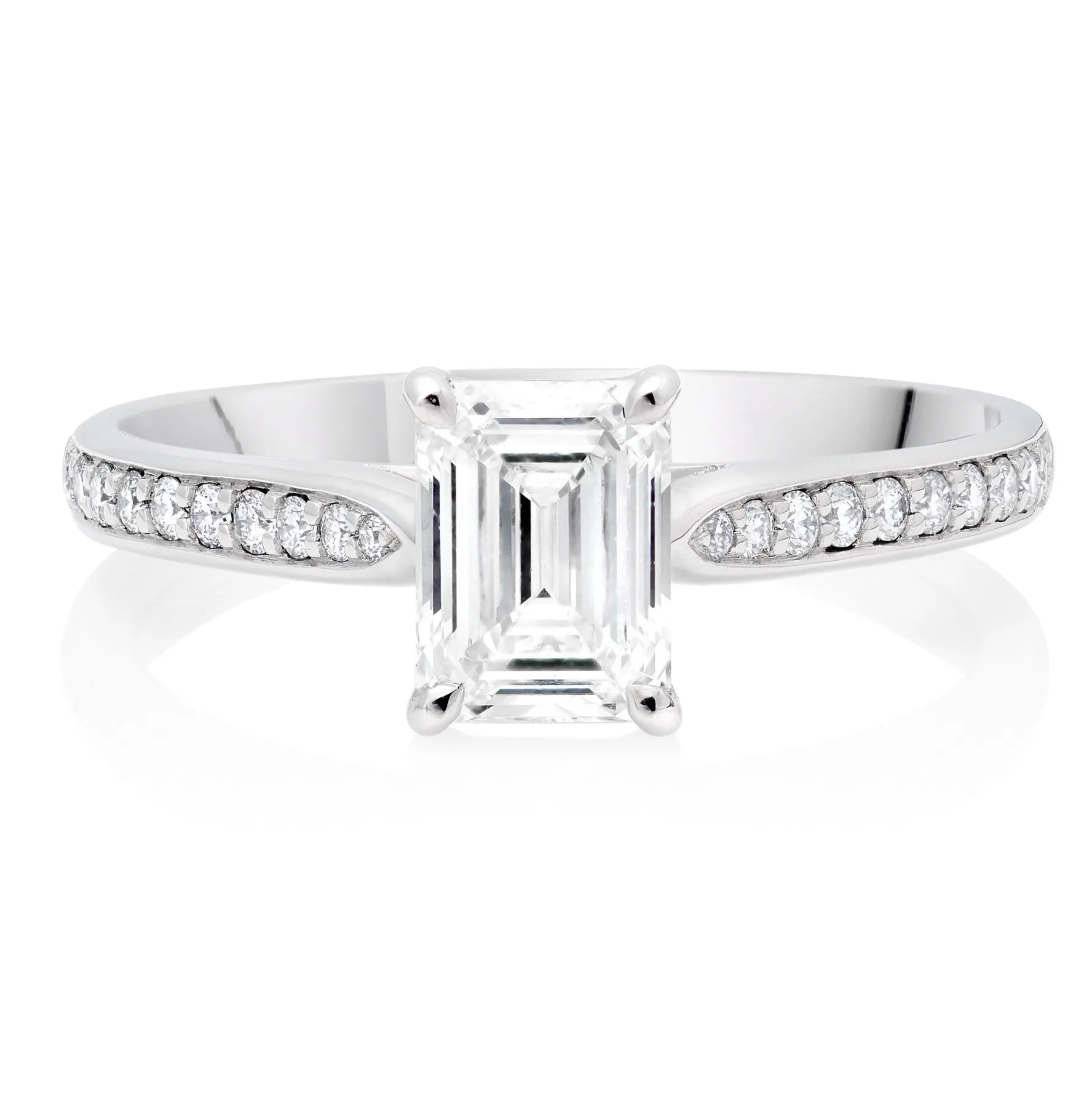 Beaverbrooks Once Platinum Diamond Emerald Cut Solitaire Engagement Ring